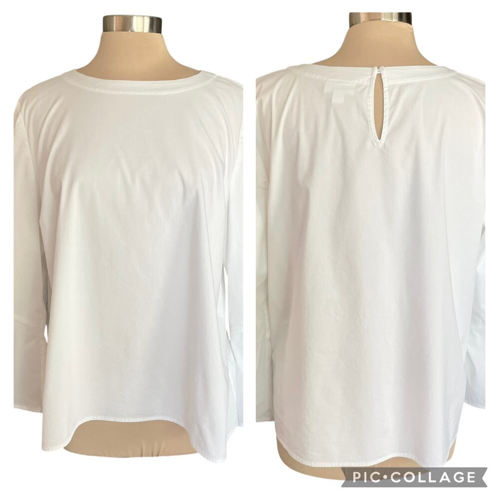 Christian Siriano for J. Jill White Cotton Popover Top Bell Sleeves Sz XL Casual